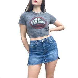 Blank NYC Distressed Raw Hem Y2K Denim Mini Skirt 25